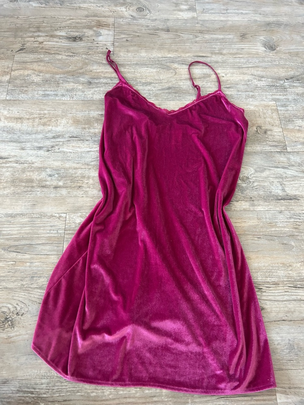 VICTORIA'S SECRET Velvet Slip Dress V-Neck Nightgown Pink  S